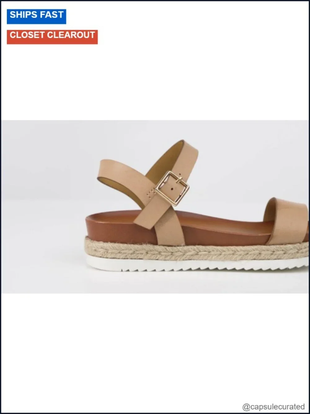 Espadrille Flatform Wedge Sandals with Ankle Strap, Cushioned PU Footbed